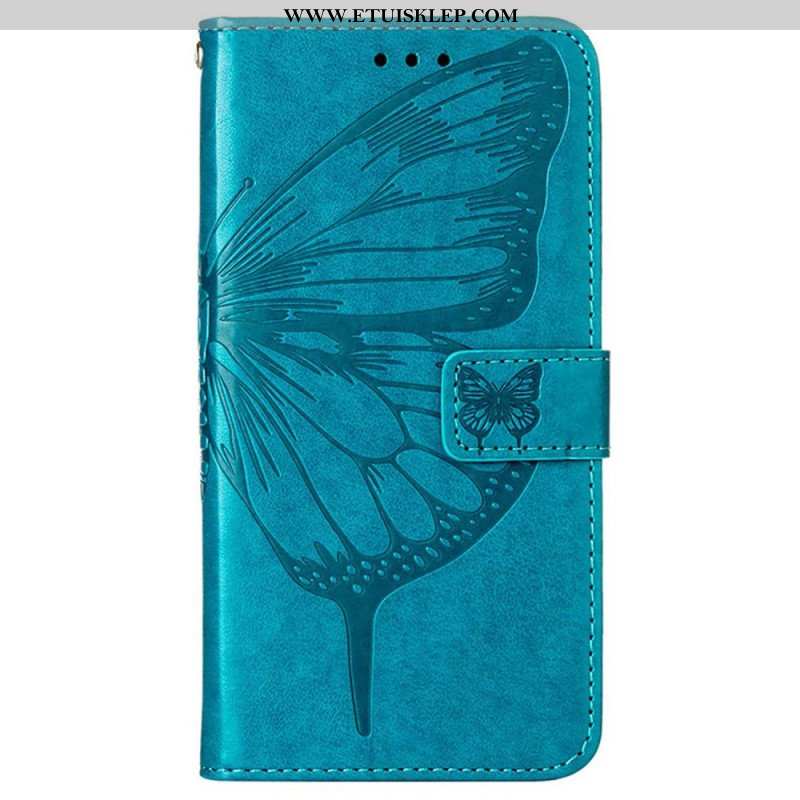 Etui Folio do Oppo Reno 8 Pro z Łańcuch Barokowy Motyl Z Paskami